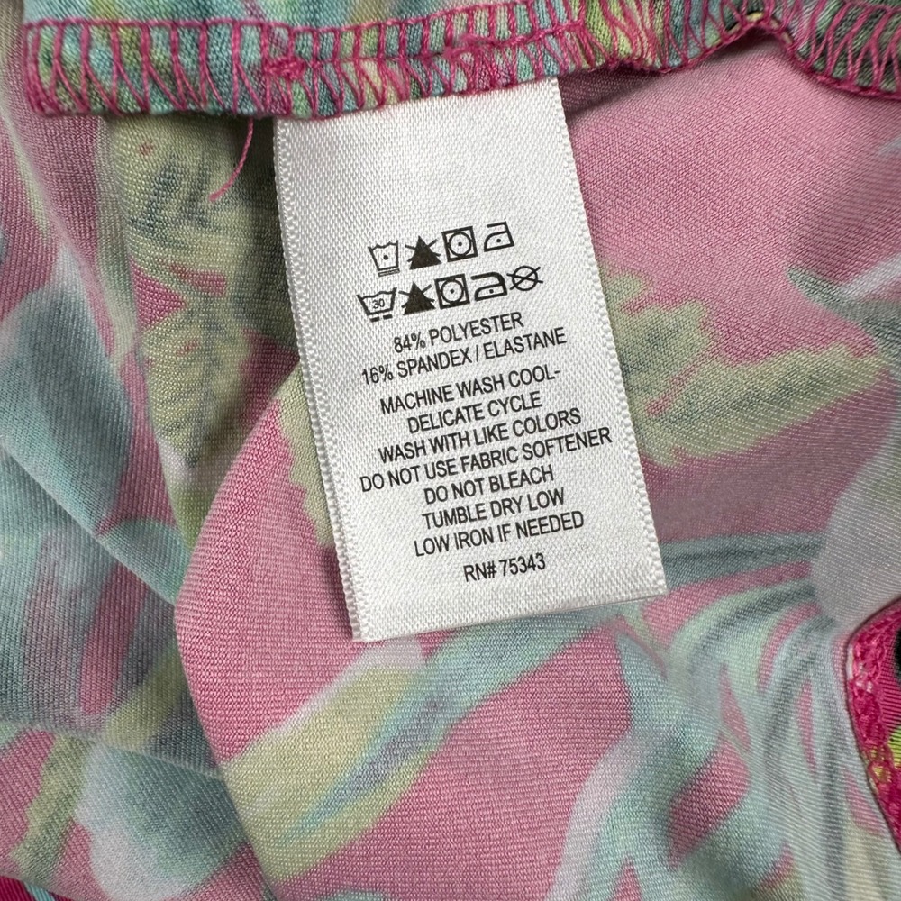 Tommy Bahama Golf Womens M Sleeveless Polo Pink Lime Tropical Leaf Print Floral - Picture 6 of 8